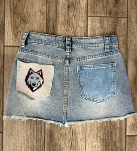 Logo Pocket Patch Denim Mini Skirt