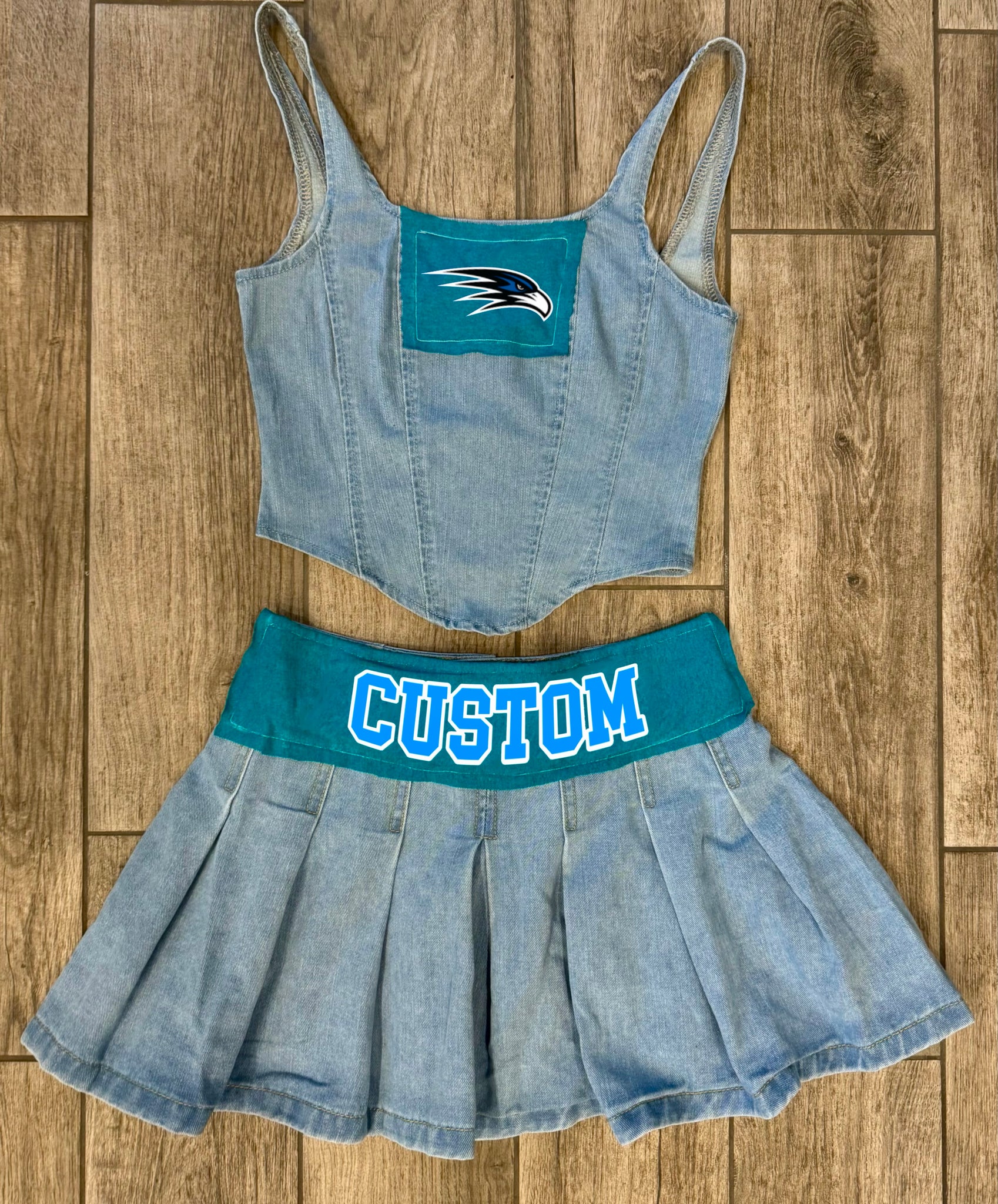 Denim Crop Top and Skirt Set