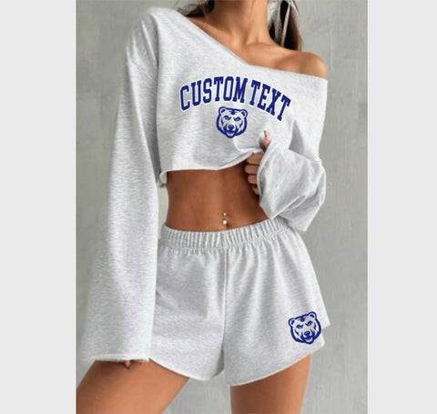 Off Shoulder Long Sleeve and Shorts Set