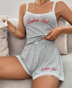 Script Lace Tank and Shorts PJ Set