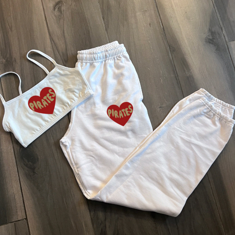 Heart Bralette and Sweatpants Set